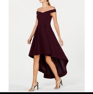 NWT Calvin Klein Off Shoulder High-Low Dress